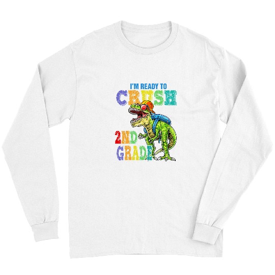 Dinosaur Pet Ready To Crush 2nd Grade Dinosaur Back to School Boys1 Long Sleeves