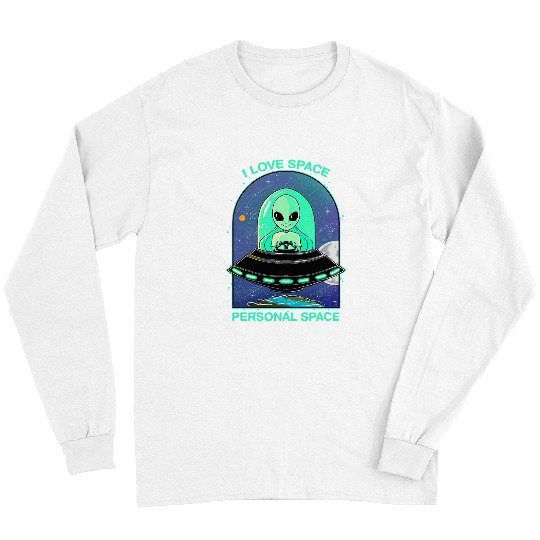 Aliens UFO I Love Space UFO Alien Galaxy Planet Sci Fi Pastel Goth38 Long Sleeves