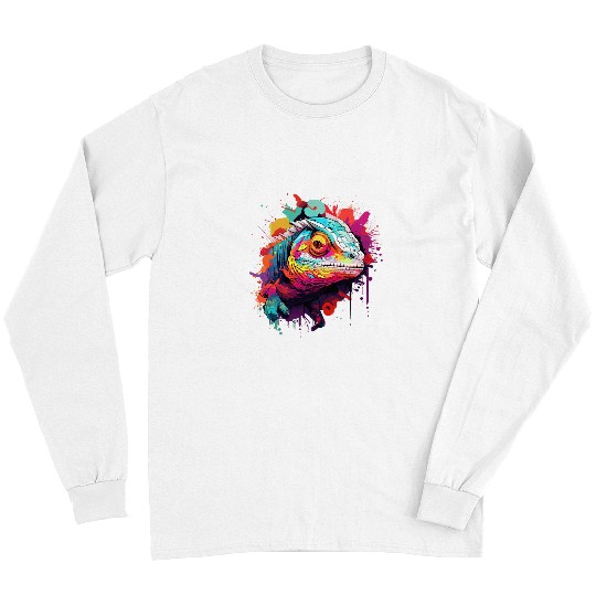 Chameleon Pet Abstract Graffiti Chameleon Splatter Art Long Sleeves