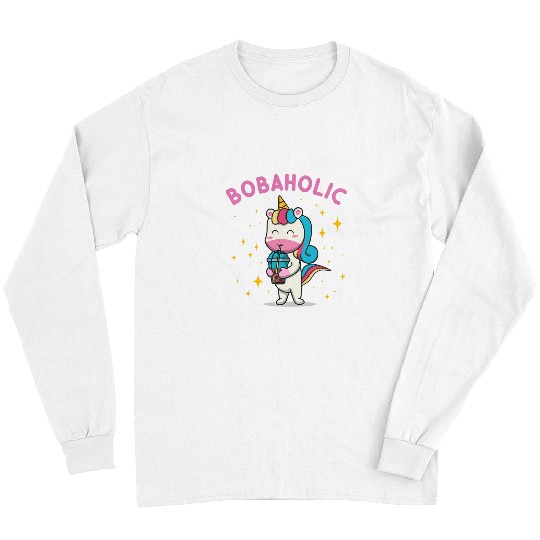 Unicorn Pet Bobaholic Unicorn Kawaii Bubble Milk Boba Tea Long Sleeves