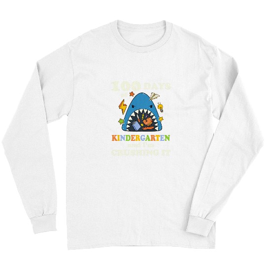 Shark Pet 100 Days of Kindergarten Shark Crushing It Boys Long Sleeves
