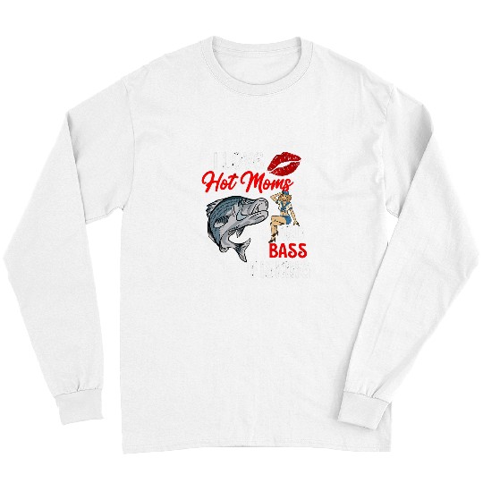 Fishing Fun Mens I Love Hot Moms Funny Fishing Striped Bass for Men Long Sleeves