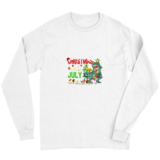 Dinosaur Pet Christmas In July Dinosaur xmass Tree T rexs Summer Vacation Long Sleeves