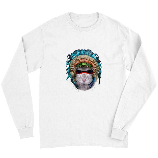 Hamster Pet Grey Dwarf Hamster wearing Native American Indian Headdress Long Sleeves