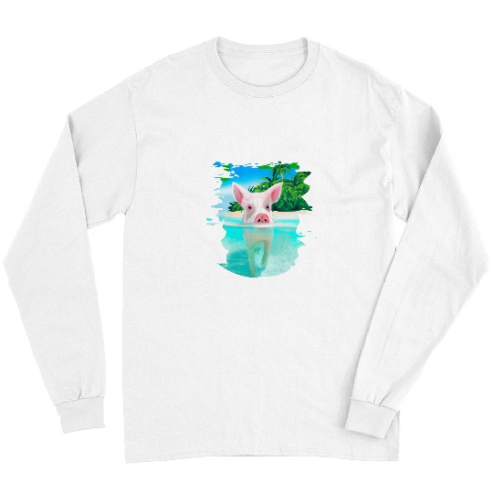 Pig Pet Bahamas Swimming Pigs Pig Swim Beach Holidays Long Sleeves