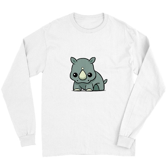 Rhino Pet Chibi Kawaii Rhinoceros Wildlife Safari Animal Lover Long Sleeves