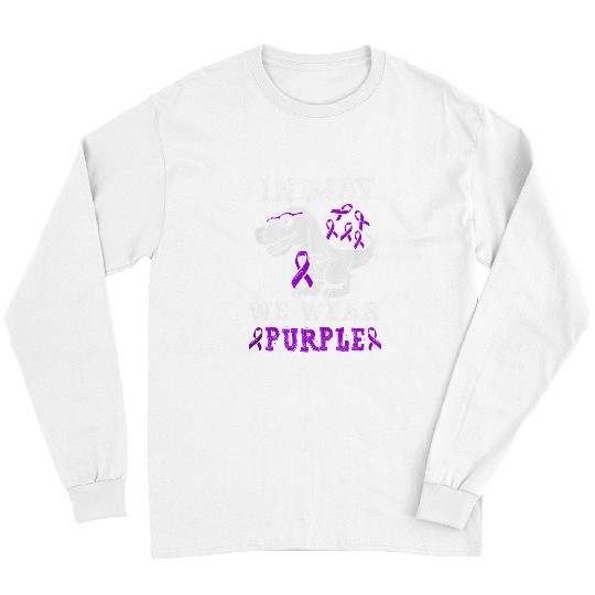 Dinosaur Pet In May We Wear Purple Ribbon T rexs Dinosaurs Lupus Awareness Long Sleeves