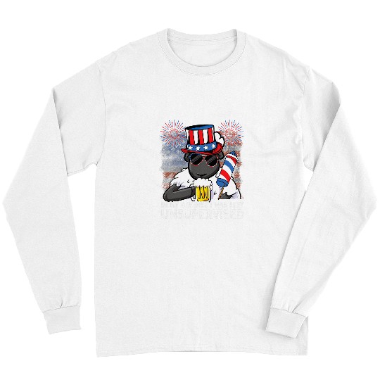 Sheep Pet In My Defense I Was Left Unsupervised Sheep 4th of July Long Sleeves