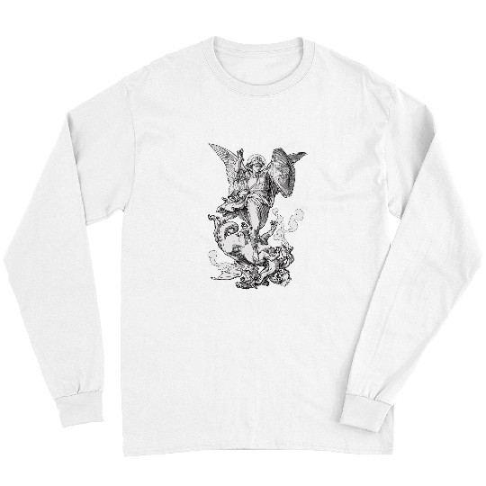 Dragon Pet Archangel Saint Michael Fighting the Dragon Catholic Long Sleeves