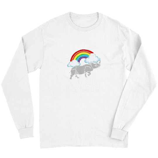 Rhino Pet Battle Unicorns Funny Retro s Rainbow Rhino Rhinoceros Long Sleeves
