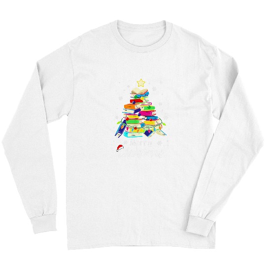 Book Fun Christmas Library Tree Love Reading Books Librarian Long Sleeves