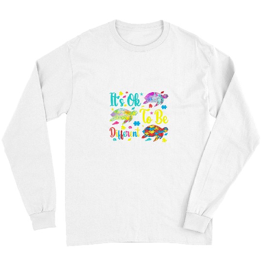 Autism Puzzle Turtle Autism Awareness Its Ok To Be Different Sea Turtle Meme Long Sleeves