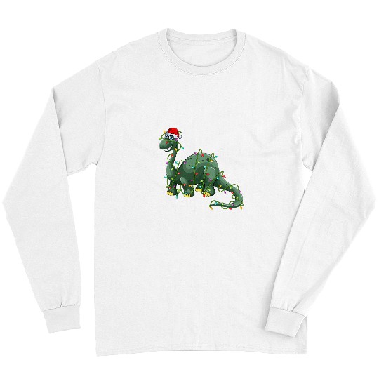 Dinosaur Pet Christmas Light Long Neck Dinosaur Pajama Santa Hat 1 Long Sleeves