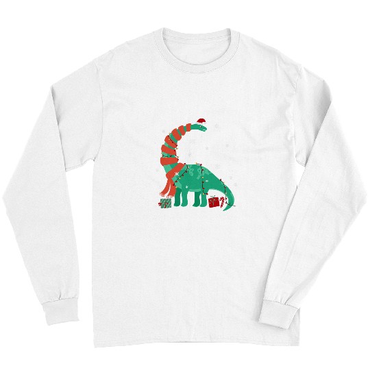 Dinosaur Pet Christmas Dinosaur Santa xmass Lights Brontosaurus Long Sleeves