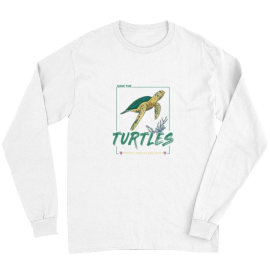 Turtle Pet protect the tortoise and ocean coral design Long Sleeves