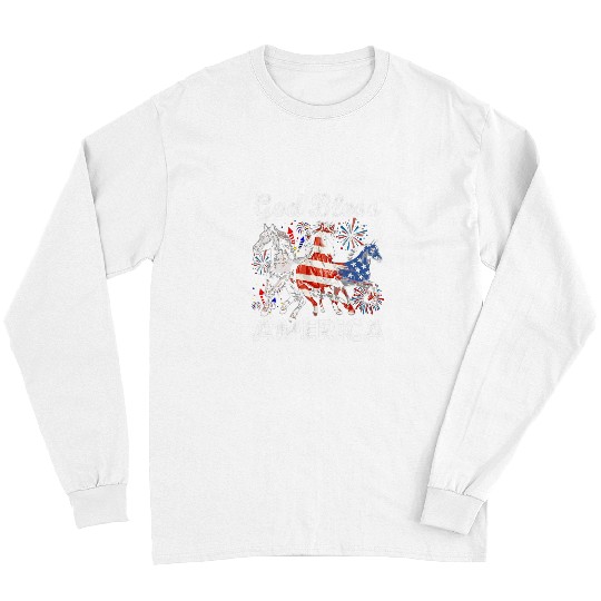 Horse Pet Independence Day God Bless America Patriotic Horse Lover Long Sleeves