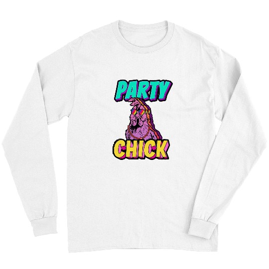 Chicken Pet Party Animal Colorful Partying Club Disco Party Chick Long Sleeves