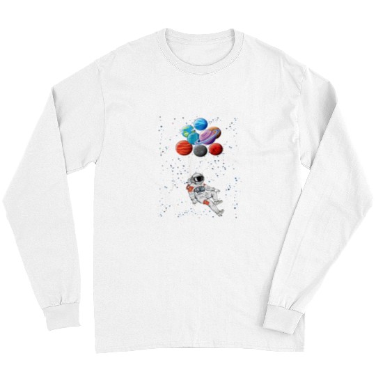 Astronaut Job Floating Astronaut Balloon Galaxy Futuristic Outer Space Long Sleeves