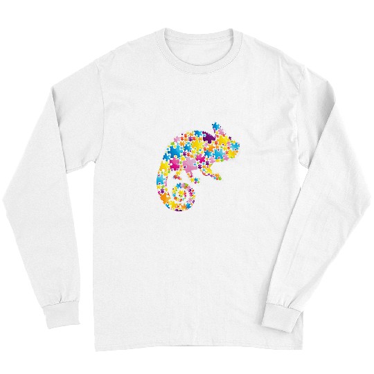 Autism Puzzle Chameleon Animals Puzzle for Men Women Kid Long Sleeves