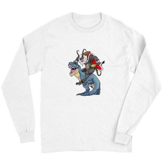 Dinosaur Pet Krampus Riding Dinosaur TRex Christmas Boys Men xmass Squad Long Sleeves