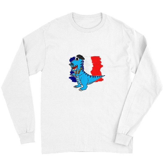 Dinosaur Pet Bastille Day Happy 14th July Dinosaur French TRex Funny Long Sleeves