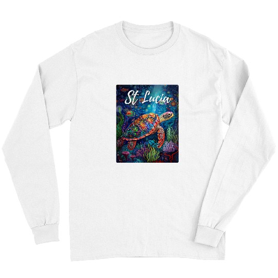 Turtle Pet Saint Lucia Tribal Sea Turtle Surfing Scuba Diving St Lucia Long Sleeves
