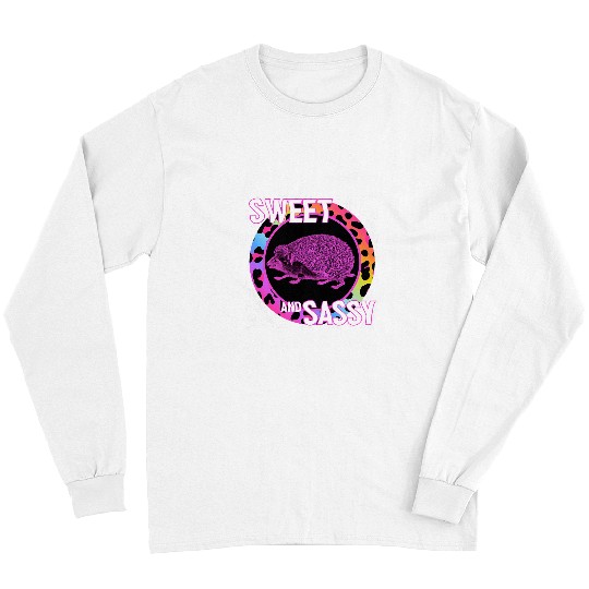 Hedgehog Pet Hedgie 90s Nostalgia Rainbow Leopard Print Tropical Long Sleeves