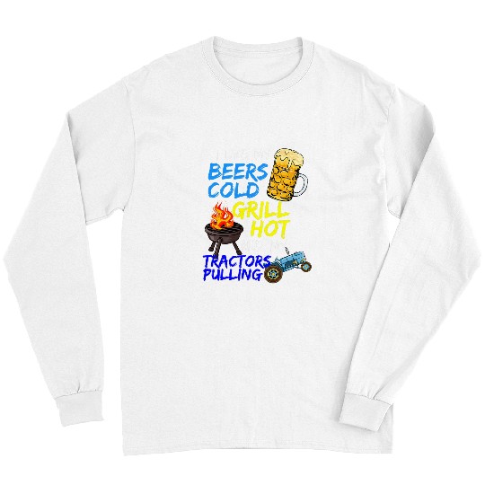 Tractor Fun driving Beer Lover Grillmaster Meat Grilling BBQ Tractor Pulling Long Sleeves