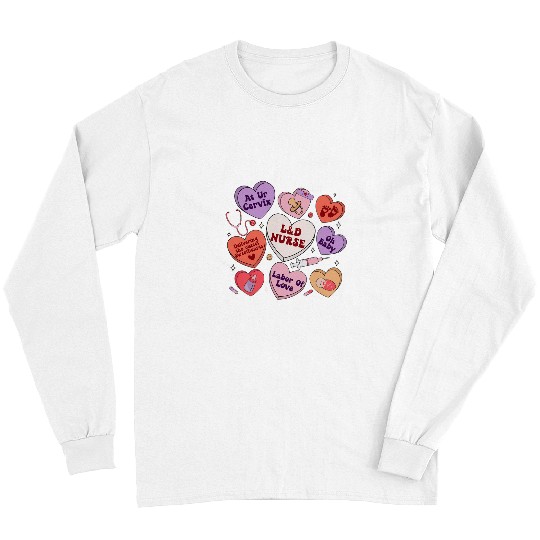 nurses Job LD nurses Groovy Hearts Candy Valentines Day Women Long Sleeves