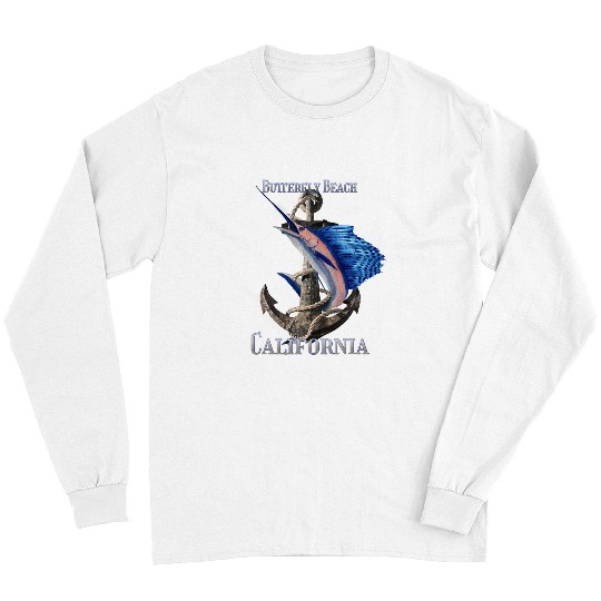 Fishing Fun Butterfly Beach californias swordsfish Marlin Ocean Fishing Long Sleeves