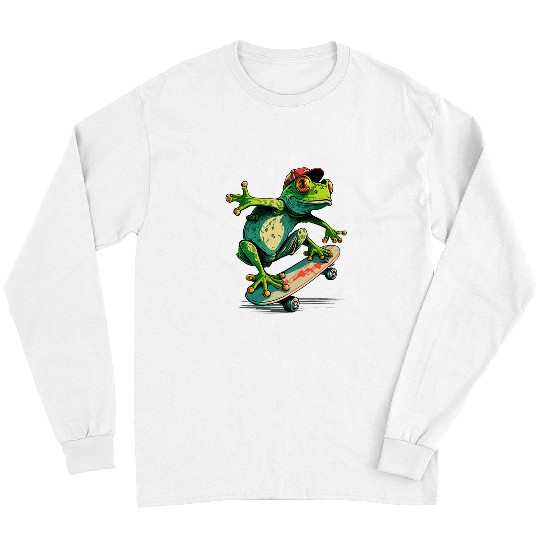 Frog Pet Skater Skateboard Frog Whisperer Toad Tadpole Froggy Long Sleeves
