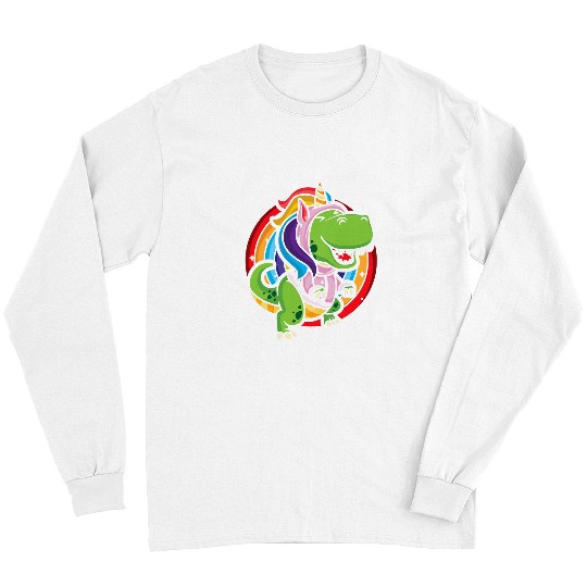 Unicorn Pet Rainbow Paleontologist Unicorn Lover Fossil TRex Long Sleeves