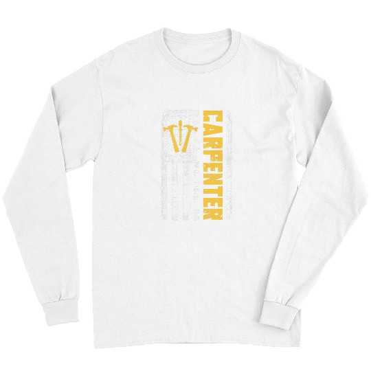 Woodworker Job Mens USA Flag Carpentry American Pride Craftsman Long Sleeves