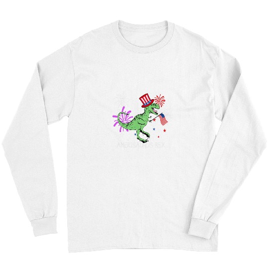Dinosaur Pet Kids AMERISAURUS rexs 4th Of July Fireworks Long Sleeves