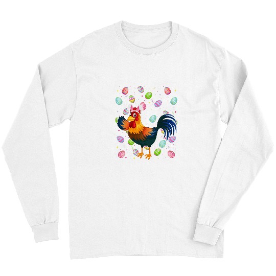 Chicken Pet Bird Lover Easter Egg Funny Rooster Easter Sunday Long Sleeves