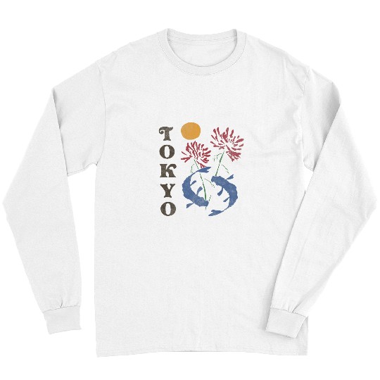 Whale Pet Trendy Tokyo Moon Flowers Whales Painting Long Sleeves