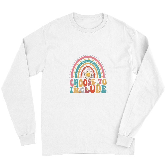 Autism Puzzle Choose To Include For Autism Teacher Groovy Retro Rainbow 9 Long Sleeves