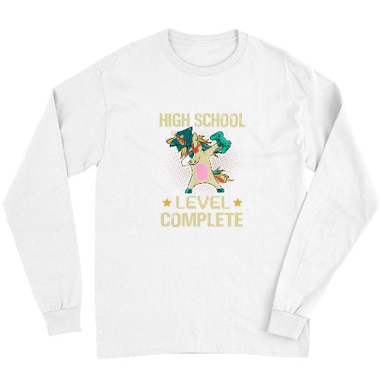 Unicorn Pet High School Level Complete Gamer Graduation Unicorn Dab Long Sleeves