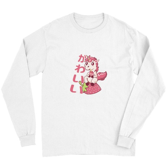 Unicorn Pet Kawaii Chibi Unicorn Japanese Strawberry Milk Pink Pastel Long Sleeves