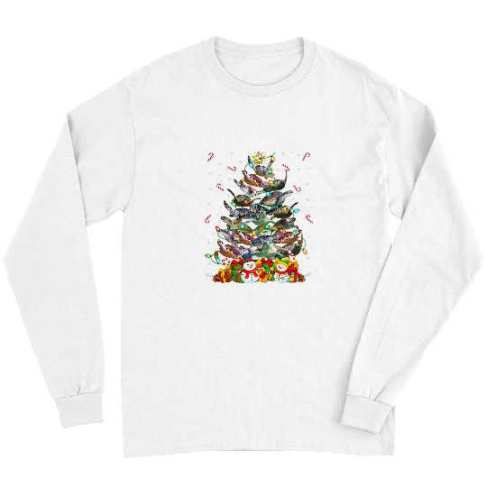 Turtle Pet Xmas Lighting Tree Santa Sea Turtle Christmas 058 Long Sleeves