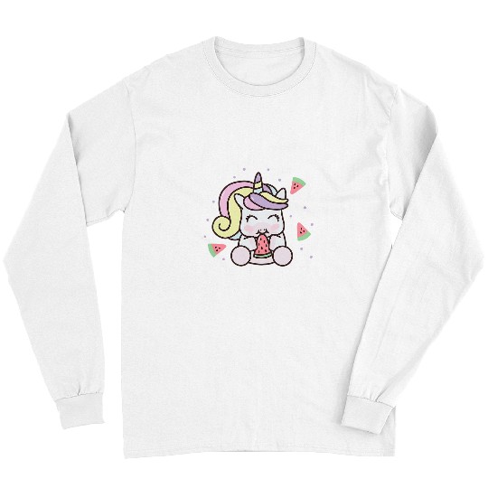 Unicorn Pet Kawaii Watermelon Unicorn Summer Fruit Melons Lover Girls Long Sleeves
