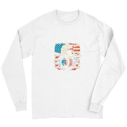 Beer Fun Bald Eagle Beer American Flag Patriotic USA Beer Lover Long Sleeves