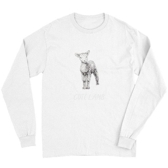 Sheep Pet Cute Lamb Ink Drawing Sketch Long Sleeves