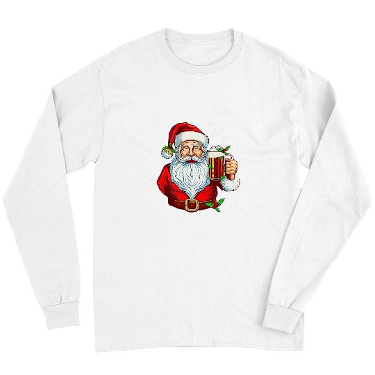 Beer Fun Bad Santa Claus Beer Mug Funny Beer Drinking Christmas Long Sleeves