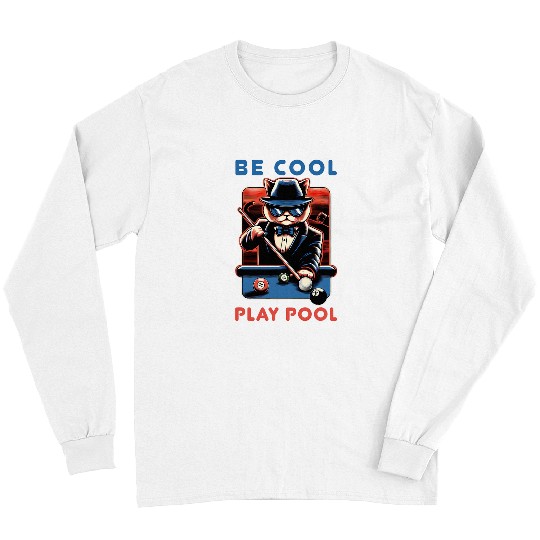 Sport Billiard Cool gangster Cat Billiard playing vintagess and cute Long Sleeves