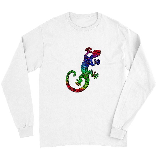 Gecko Pet Lucky Charm Lizard Salamander Aloha Hawaii Colorful 4 Long Sleeves