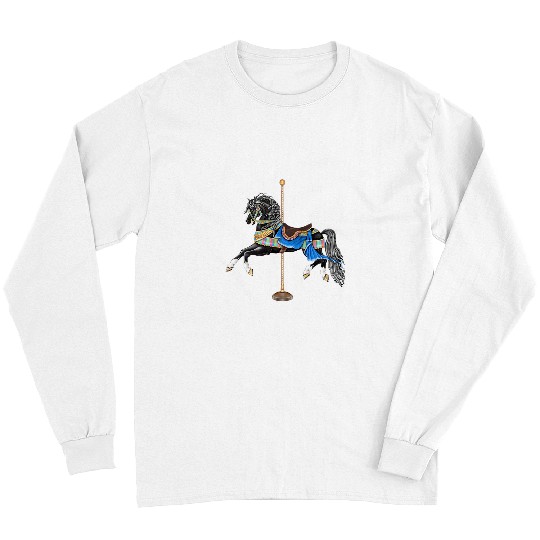 Horse Pet Black Stallion Carousel Horse 3 Long Sleeves
