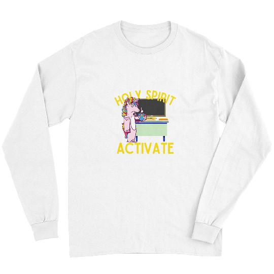 Unicorn Pet Holy Spirit Activate Teacher Fun Unicorn Coffee Long Sleeves