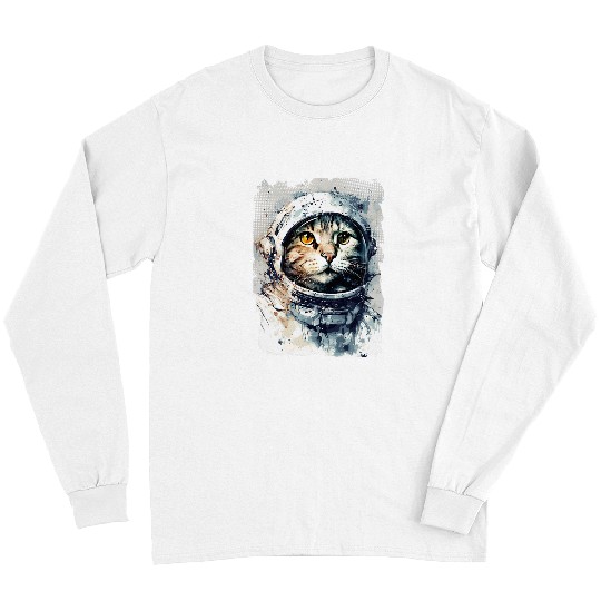 Astronaut Job Cat Meow Astronaut Helmet Cat Owner Cat Lover Long Sleeves