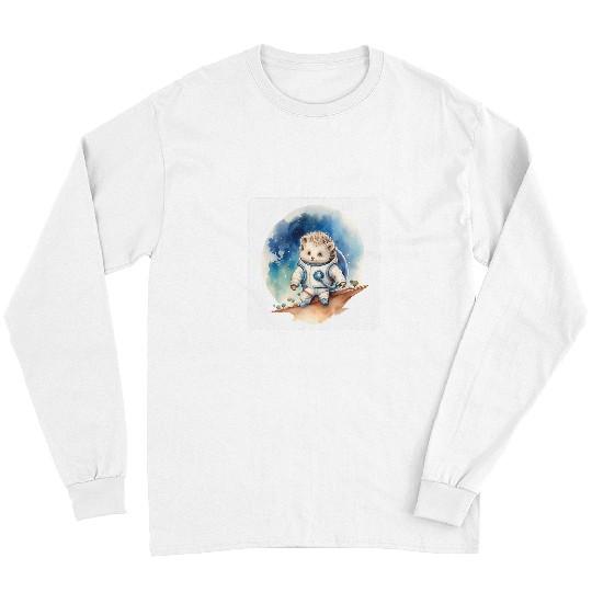 Astronaut Job Hedgehog On Moon Space Exploration Celestial Long Sleeves